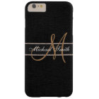 Monogram Black Burlap Linen Rustic Jute