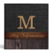 Monogram Black Burlap Rustic Jute Look Wood