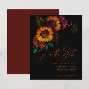 Monogram Black Burnt Orange Wedding Save the Date