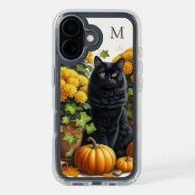 Monogram Black Cat with Pumpkin