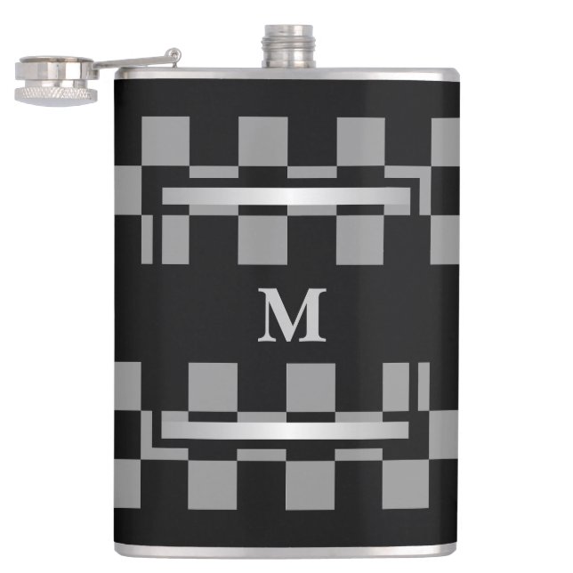 Monogram Black Checkered  Hip Flask (Opened)