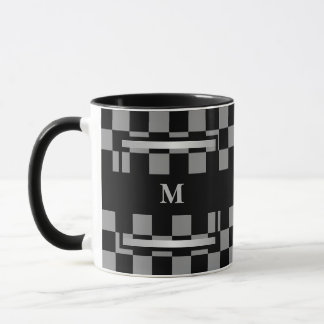 Monogram Black Checkered  Mug