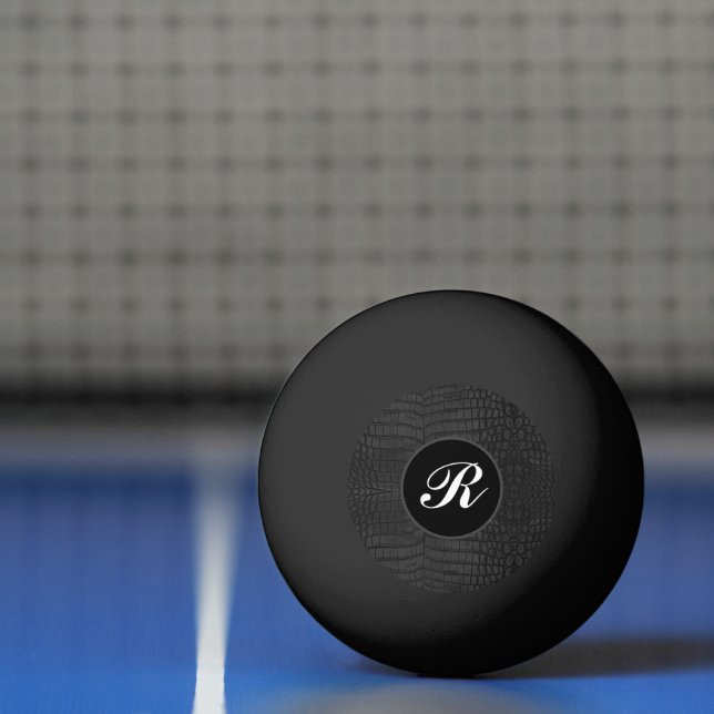 Monogram Black Crocodile Leather Print Ping Pong Ball (Net)