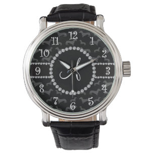 Monogram black dachshund watch