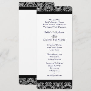 Monogram Black Damask Wedding Invitations
