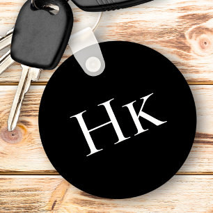 Monogram Black Elegant Classic Monogrammed Initial Keychain