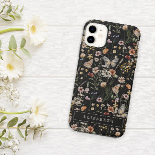Monogram Black Floral iPhone case