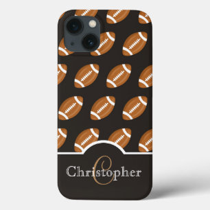 Monogram Black Football Pattern iPhone 13 Case