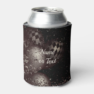 Monogram  Black Glitter Balloons Sparkle Elegant Can Cooler