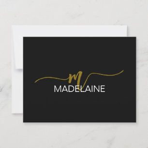 Monogram Black Gold Color Personal  Postcard
