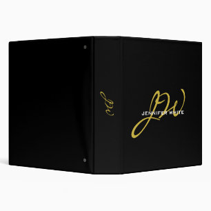 Monogram Black Gold Colour Plain Modern Own Name Binder