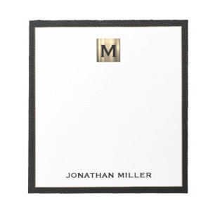 Monogram Black Gold Initial Name Notepad