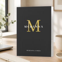 Monogram Black Gold Initial Personalized Name Poc