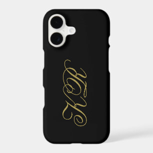 Monogram Black Gold Initials Script Minimalist Men
