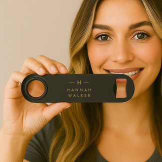 Monogram Black Gold | Modern Minimalist Elegant Bar Key