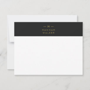 Monogram Black Gold   Modern Minimalist Elegant Card