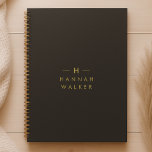 Monogram Black Gold | Modern Minimalist Elegant Planner<br><div class="desc">A simple stylish custom monogram design in a gold modern minimalist typography on an off black background. The monogram initials and name can easily be personalized along with the feature line to make a design as unique as you are! The perfect bespoke gift or accessory for any occasion.</div>