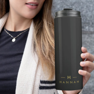 Monogram Black Gold | Modern Minimalist Elegant Thermal Tumbler