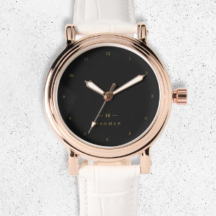 Monogram Black Gold   Modern Minimalist Elegant Watch