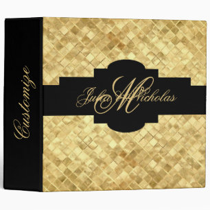 Monogram Black & Gold Mosaic Tiles Binder