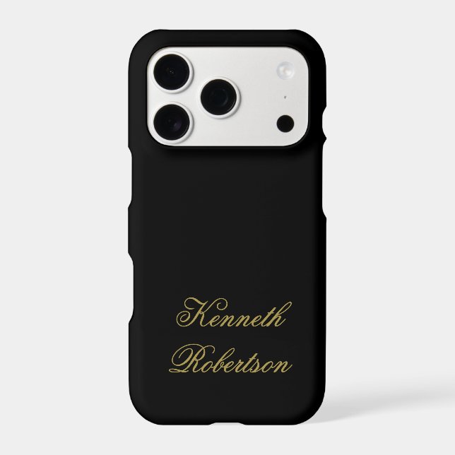 Monogram Black Gold Name Calligraphy Minimal Men  (Back)