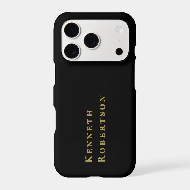  Monogram Black Gold Name Modern Minimalist Men  (Back)