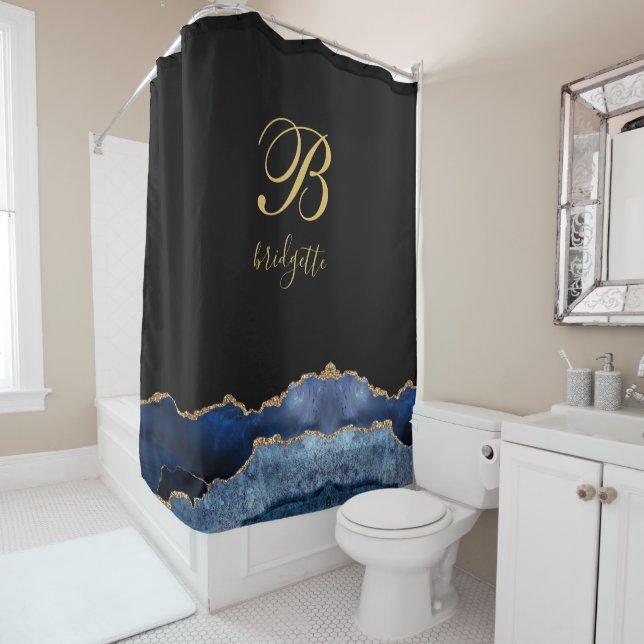 Monogram Black Gold Navy Agate Geode (In Situ)