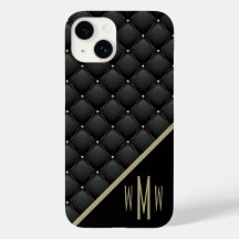  Monogram Black Gold Quilted