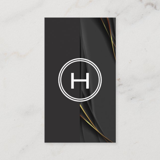 Monogram Black Gold Two Tone Business Card (Front)