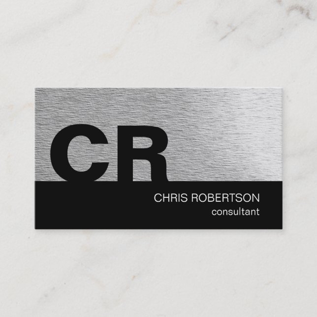Monogram Black Grey Consultant Business Card (Front)