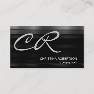 Monogram Black Grey Consultant Business Card