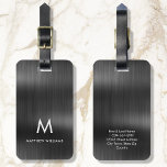 Monogram Black Grey Faux Metal Steel Styled Custom Luggage Tag<br><div class="desc">A stylish modern monogrammed luggage tag to help identify your belongings. Great for attaching to your luggage,  laptop bag,  golf bag,  carry-on,  and backpack. This product also makes a lovely gift for Father's Day,  birthdays,  graduations,  weddings,  and more. Please note,  metallic details are simulated.</div>