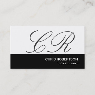 Monogram Black Grey White Consultant Business Card