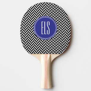 Monogram Black Herringbone Ping Pong Paddle