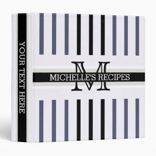 Monogram Black Independence Stripes Pattern Recipe Binder