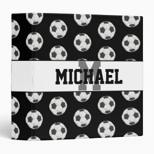 Monogram Black Initial Soccer Ball Pattern Binder