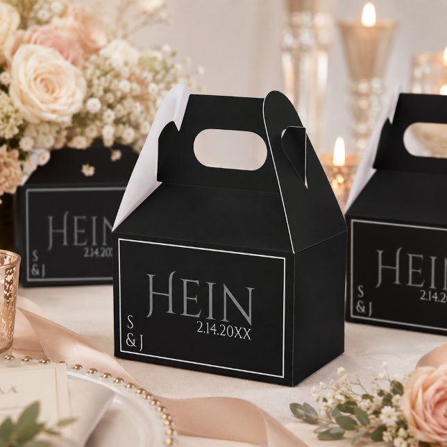 Monogram Black Initials Date Wedding  Favor Box (Creator Uploaded)
