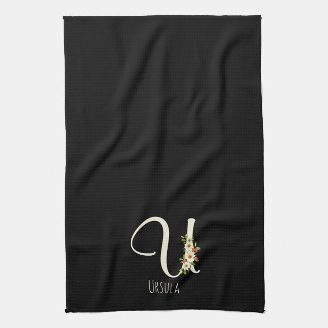 Monogram black Kitchen Towel Housewarmng gift (Vertical)