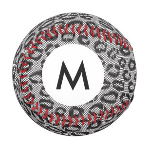 Monogram Black lace with leopard pattern Baseball