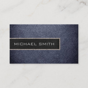 Monogram Black Leather Look Business Card