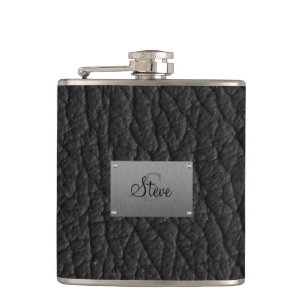 Monogram Black Leather Look Flask