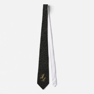 Monogram Black Leather Look Graduation Tie