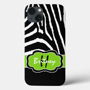 Monogram Black, Lime Zebra Stripe iPad Air Case