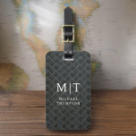 Monogram Black Metallic Elegant Pattern Luggage Tag<br><div class="desc">Elevate your travel experience with our Classic Elegant Modern Minimalist Monogram Luggage Tag. This meticulously designed accessory seamlessly combines timeless elegance with contemporary minimalism, ensuring your luggage stands out with sophistication. Crafted with precision and attention to detail, this luggage tag is more than just a practical item; it's a personalized...</div>