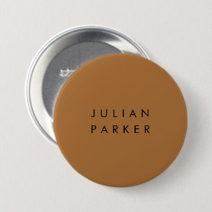Monogram black minimalist brown 3 inch round button