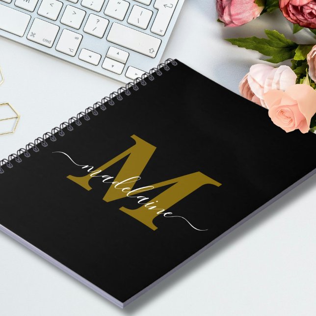 Monogram Black Notebook  Custom Initial & Name (Creator Uploaded)