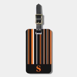 Monogram Black Orange Barcode Stripe Luggage Tag