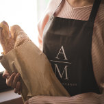 Monogram Black Personalized Apron<br><div class="desc">Cook in style with this Monogram Black Personalized Apron. Featuring a sleek black design and a customizable monogram, this apron adds a touch of sophistication to any kitchen. Made from durable and high-quality materials, it provides both comfort and protection, making it perfect for both amateur and professional chefs. Whether you're...</div>