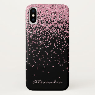 Monogram Black & Pink Sparkle and Glitter Case-Mate iPhone Case