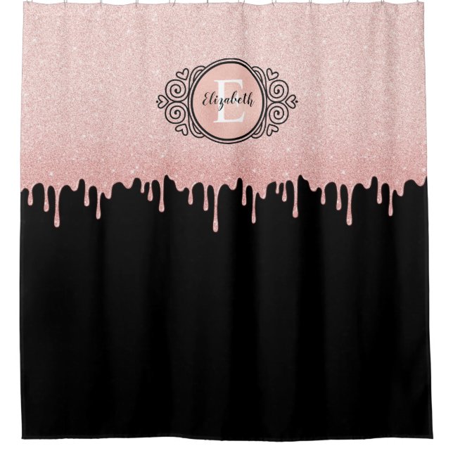 Monogram Black Pink Sparkly Glitter Drips (Front)